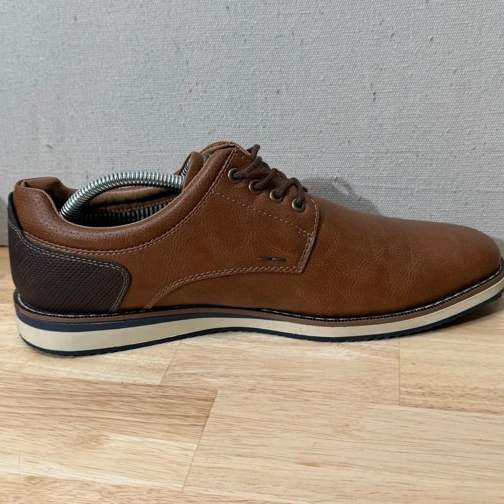 Nunn Bush Hyde II‎ Plain Toe Men's Wide Cognac Tie Size 9.5 W